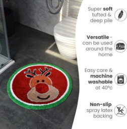 Allure Bath Fashions Christmas Tufted Rudolph Round Bath Mat - thumbnail 5