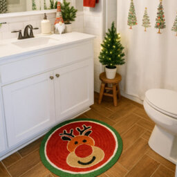 Allure Bath Fashions Christmas Tufted Rudolph Round Bath Mat - thumbnail 4