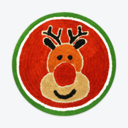 Allure Bath Fashions Christmas Tufted Rudolph Round Bath Mat - thumbnail 1