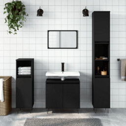 Berkfield Bathroom Cabinet Black 58X33X60 Cm Engineered Wood - thumbnail 1