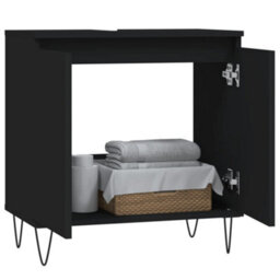Berkfield Bathroom Cabinet Black 58X33X60 Cm Engineered Wood - thumbnail 3