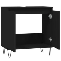 Berkfield Bathroom Cabinet Black 58X33X60 Cm Engineered Wood - thumbnail 5
