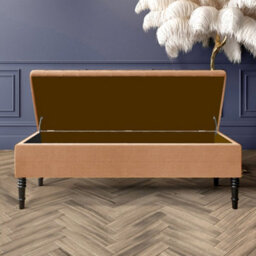 Safar 137Cm Ottoman Storage Bench - Naples Shoe Bench - Brown Lined Upholstery Storage Footstool - thumbnail 2