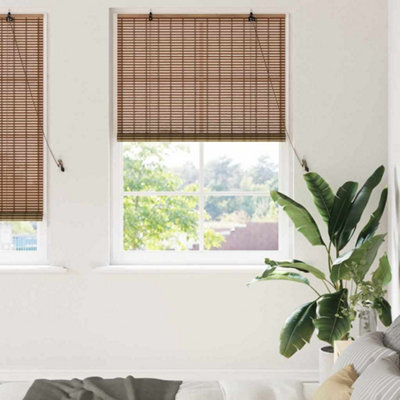 Berkfield Window Blind With Curtains Manual Brown 110 X 220 Cm Bamboo - image 1