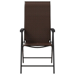 Berkfield Folding Garden Chairs 2 Pcs Brown Poly Rattan - thumbnail 5