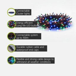 Pegdev - Pdl Led Cluster Lights Rgb With Flash Black Rubber Cable Mains Fairy String Lighting Outdoor Indoor Connectable 5M - thumbnail 2