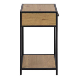 Furniture To Go Seaford Bedside Table With 1 Drawer In Black & Oak - thumbnail 3