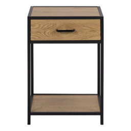Furniture To Go Seaford Bedside Table With 1 Drawer In Black & Oak - thumbnail 2