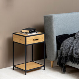 Furniture To Go Seaford Bedside Table With 1 Drawer In Black & Oak - thumbnail 5