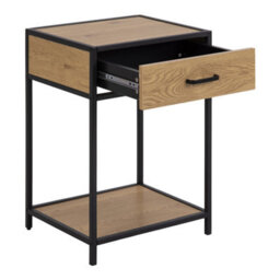 Furniture To Go Seaford Bedside Table With 1 Drawer In Black & Oak - thumbnail 4