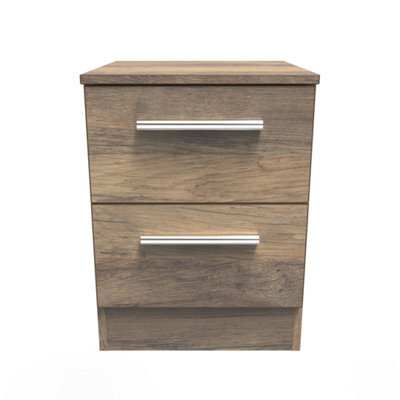 Trent 2 Drawer Bedside Cabinet In Vintage Oak (Ready Assembled) - image 1