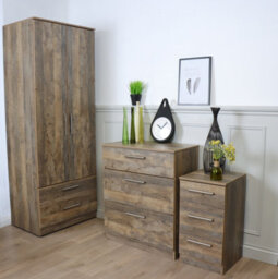 Trent 2 Drawer Bedside Cabinet In Vintage Oak (Ready Assembled) - thumbnail 6