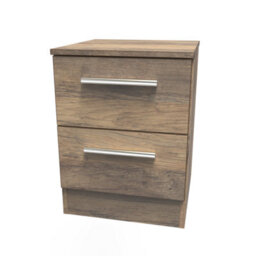 Trent 2 Drawer Bedside Cabinet In Vintage Oak (Ready Assembled) - thumbnail 3