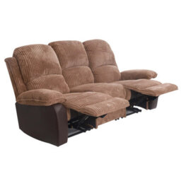 Comfy Living Fabric Jumbo Cord Sofa 3 Seater Recliners Brown - thumbnail 2
