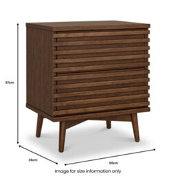 Kari Dark Oak 2 Drawer Bedside Table - By Roseland Furniture - thumbnail 8