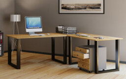 Vcm Desk Lona Black / Honey Oak H. 76 X W. 190 X D. 190 Cm - thumbnail 2