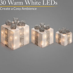 Christow Christmas Set Of 3 Led Light Up Present Decoration - thumbnail 3