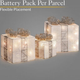 Christow Christmas Set Of 3 Led Light Up Present Decoration - thumbnail 4