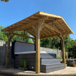 Ruby UK Wooden Gazebo - Cedar Featheredge Roof - Apex Design - With Overhang 2.7M L X 4.2M W - thumbnail 3