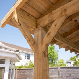 Ruby UK Wooden Gazebo - Cedar Featheredge Roof - Apex Design - With Overhang 2.7M L X 4.2M W - thumbnail 4