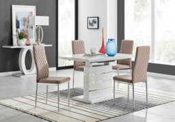 Furniturebox Uk Renato 120Cm High Gloss Extending Dining Table And 4 Cappuccino Milan Chairs - thumbnail 1