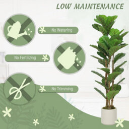 Homcom 120Cm Artificial Fiddle Leaf Fig Tree With Solid Wood Trunks - thumbnail 5