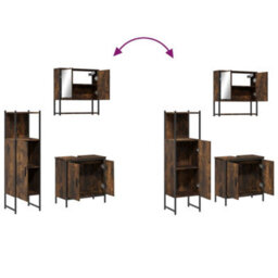 Berkfield 3 Piece Bathroom Furniture Set Smoked Oak Engineered Wood - thumbnail 9