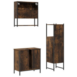 Berkfield 3 Piece Bathroom Furniture Set Smoked Oak Engineered Wood - thumbnail 8