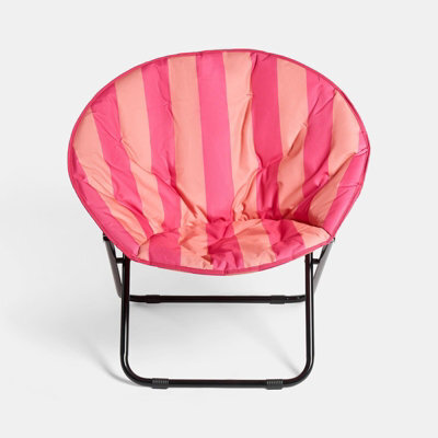 Moon Camping Chair Round Folding Outdoor Garden Portable Seat Pink - image 1
