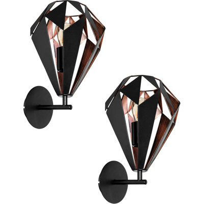 Elegant 2 Pack Led Wall Lights With Black And Antique Copper Finish - image 1