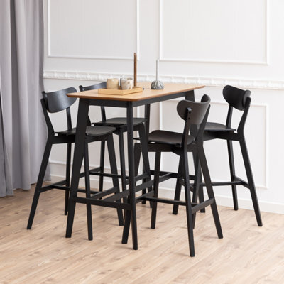 Furniture To Go Roxby Bar Table In Black & Oak Included 4 Roxby Bar Stool In Black - image 1