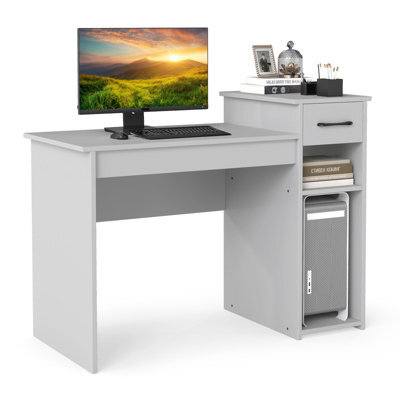 Gainoom Home Office Grey Computer Desk Laptop Pc Desk With Drawer & Cpu Stand - image 1