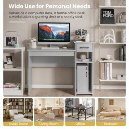 Gainoom Home Office Grey Computer Desk Laptop Pc Desk With Drawer & Cpu Stand - thumbnail 9