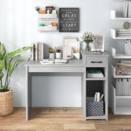 Gainoom Home Office Grey Computer Desk Laptop Pc Desk With Drawer & Cpu Stand - thumbnail 3