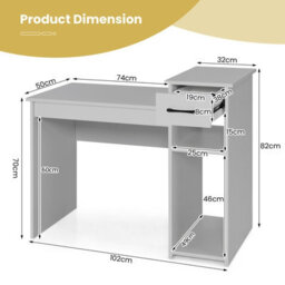Gainoom Home Office Grey Computer Desk Laptop Pc Desk With Drawer & Cpu Stand - thumbnail 2