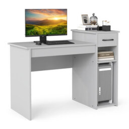 Gainoom Home Office Grey Computer Desk Laptop Pc Desk With Drawer & Cpu Stand