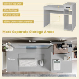 Gainoom Home Office Grey Computer Desk Laptop Pc Desk With Drawer & Cpu Stand - thumbnail 5
