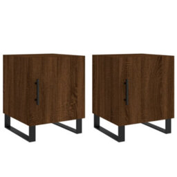 Berkfield Bedside Cabinets 2 Pcs Brown Oak 40X40X50 Cm Engineered Wood - thumbnail 2