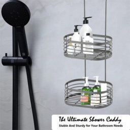 Grey Over Door Shower Caddy Bathroom Storage - thumbnail 4