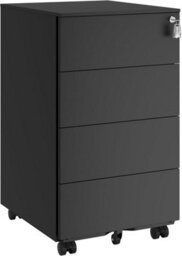 Songmics Mobile File Cabinet, Lockable, With 4 Drawers, Hold Documents, Stationery, Pre-Assembled, Office, Home Office, Ink Black - thumbnail 5