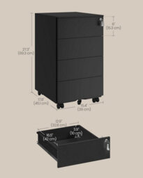 Songmics Mobile File Cabinet, Lockable, With 4 Drawers, Hold Documents, Stationery, Pre-Assembled, Office, Home Office, Ink Black - thumbnail 2