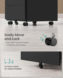 Songmics Mobile File Cabinet, Lockable, With 4 Drawers, Hold Documents, Stationery, Pre-Assembled, Office, Home Office, Ink Black - thumbnail 4
