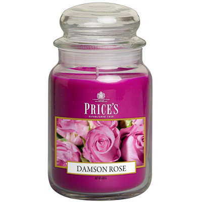 Price's Prices Candles Large Glass Jar Damson Rose 150 Hours Burn Time Prices Candles