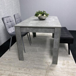 Kosy Koala Grey Wooden Dining Table Set With 2 Grey Velvet Chairs And 1 Black Bench Dining Room Furniture - thumbnail 2
