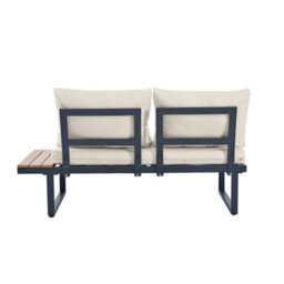 Abrihome 4-5 Seater Reclining Garden Lounge Set, 4-Piece Outdoor Patio Corner Sofa With Wpc Coffee Table, Beige Fabric & Dark Grey - thumbnail 9