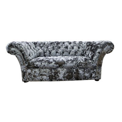 Chesterfield 2 Seater Lustro Flint Fabric Buttoned Seat Sofa Bespoke In Balmoral Style - image 1