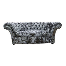 Chesterfield 2 Seater Lustro Flint Fabric Buttoned Seat Sofa Bespoke In Balmoral Style - thumbnail 1