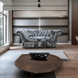 Chesterfield 2 Seater Lustro Flint Fabric Buttoned Seat Sofa Bespoke In Balmoral Style - thumbnail 4