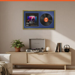 "30X17"" Gold Classic Vinyl Record Frame With Blue Mount For 12 Inch Lp Album Cover & Disc - Ak Frames" - thumbnail 8