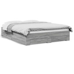 Berkfield Bed Frame With Drawers Without Mattress Grey Sonoma 150X200 Cm King Size - thumbnail 2